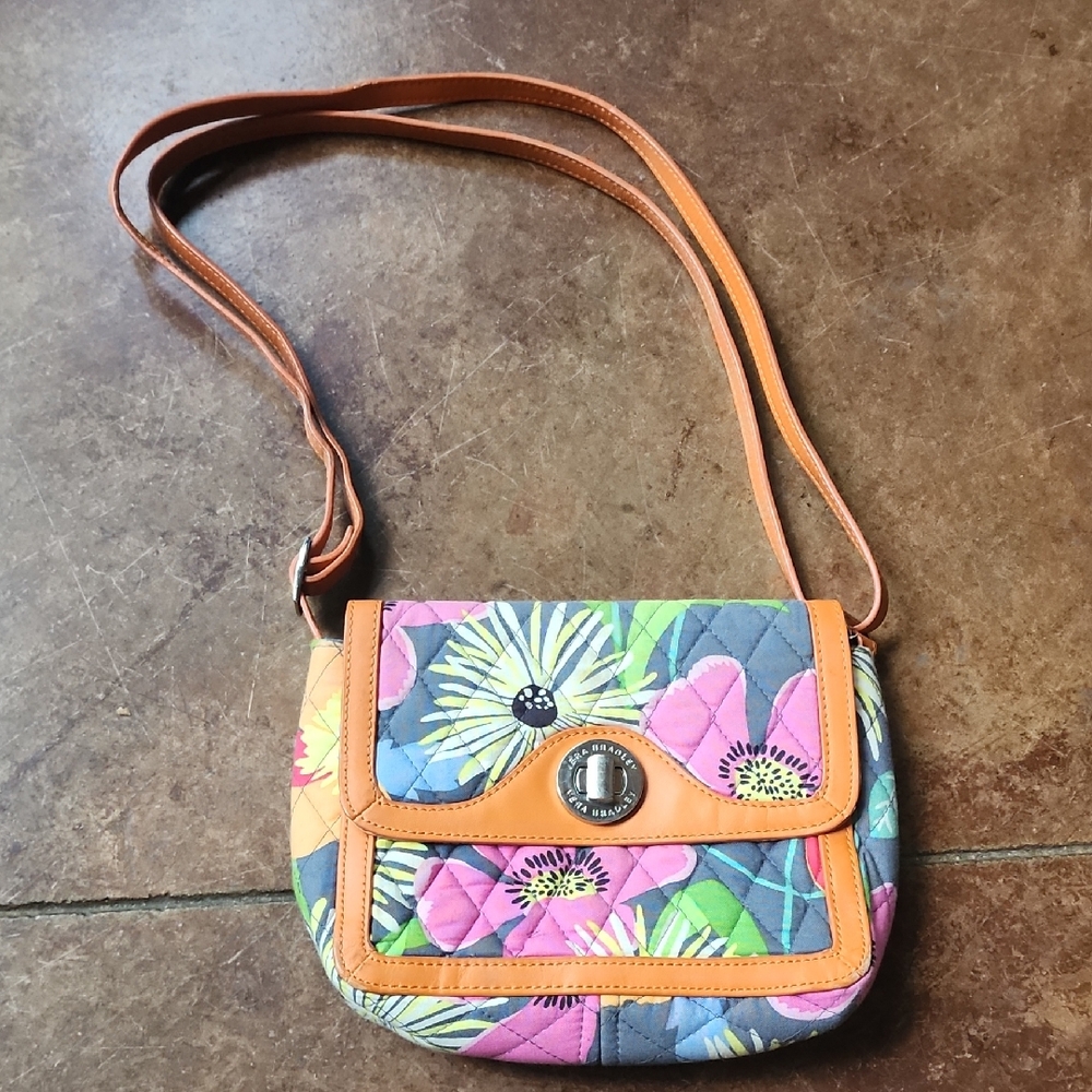 Vera Bradley Orange Crossbody Bag with Tropical Floral Design